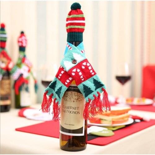 1pc Christmas Red Wine Bottle Covers Bag Holiday Santa Claus Champagne Bottle Cover Christmas Decorations For Home