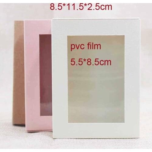 Pink/beige/kraft paper gift slide box with clear pvc window candy favors package & display slide box custom cost extra