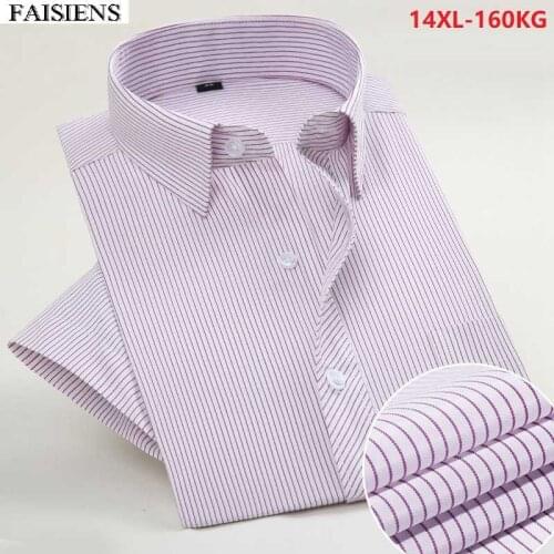 Striped Summer Men Short Sleeve Shirt Plus Size Big 6XL 7XL Formal Business Office Shirts 8XL 9XL 10XL 12XL 14XL 58 Dress Shirts