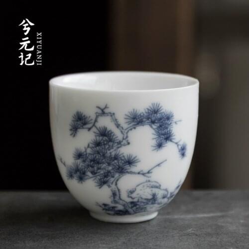 Hand painted blue and white porcelain cup single ceramic sample tea cup only small cup cup kung fu tea tea bowl cups
