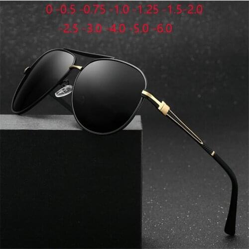 Classic Polarized Sunglasses Men Metal Driving Gray Myopia Lens Prescription Spectacle 0 -0.5 -0.75 -1.0 -1.25 -1.5 To -6.0