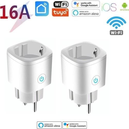 Tuya WiFi Smart Plug EU 16A Power Socket Outlet Energy-saving Timing Function Voice Remote Control with Alexa Google Home