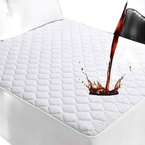 Thicken Quilted Mattress Cover King Queen Quilted Bed Fitted Bed Sheet Anti-Bacteria Mattress Topper Air-Permeable White Bed Pad