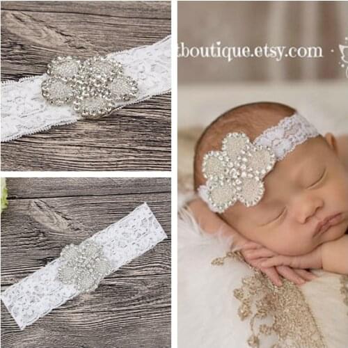 Yundfly Vintage Baby Girls Shining Clover Rhinestone Headband Newborn Soft Headwrap Birthday Photo Props