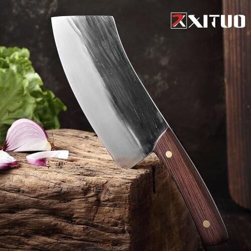 XITUO high grade handmade carbon steel kitchen chef knife slicing meat knife+craft +cut bone+ Chef Knife +Kitchen Accessories