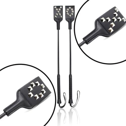 CamaTech 53CM Rivets Spanking Paddle PU Leather Policy Knout Sexy Rivets Fetish Bondage Whip Flogger BDSM Flirt Toys For Couples