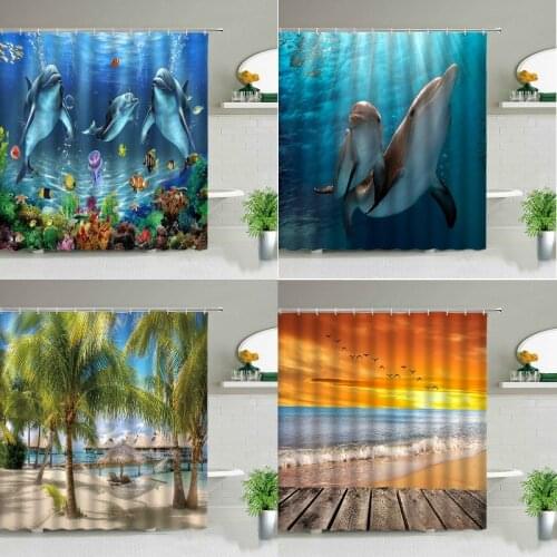 Underwater seaside scenery whale shower curtain waterproof shower curtains african bathroom decor Curtain for bathroom Bath mat