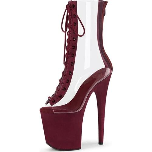 20CM Platform Ankle Women Boots Peep Toe Pole Dance Shoes Sexy Fetish Pole Dance Shoes Models Show Lace Up Gothic Nightclub New
