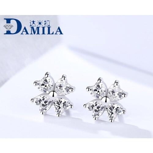 Fashion four leaf flower earrings silver 925 stud earrings for women S925 sterling silver jewelry accessories