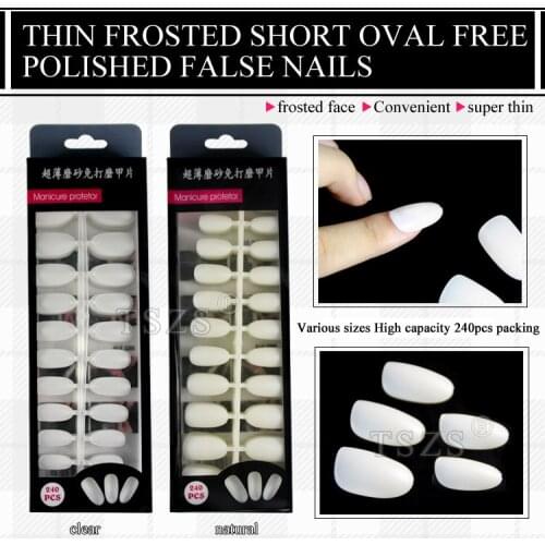 1box/lot Ultra Thin Frosted Surface Short Oval False Fake Nail Art Acrylic Tips