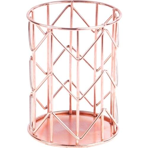 10.5 x 8cm 1pc Rose Gold Home Desk Stationery Decor Pen Pencil Pot Holder Container Organizer