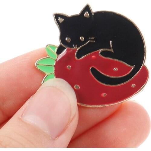 1PC Cartoon Black Cat Animal Pin Hard Enamel Brooches Badges Lapel Pin For Girls Gifts Fashion Jewelry Accessories Hat Bag Decor