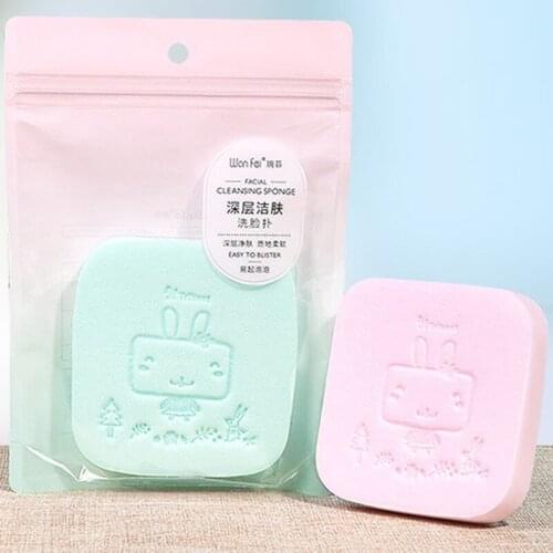 1PC Candy Color Soft Facial Cleansing Sponge Natural Cellulose Wash Face Sponge Pad Facial Makeup Cleaning Puff Random Color