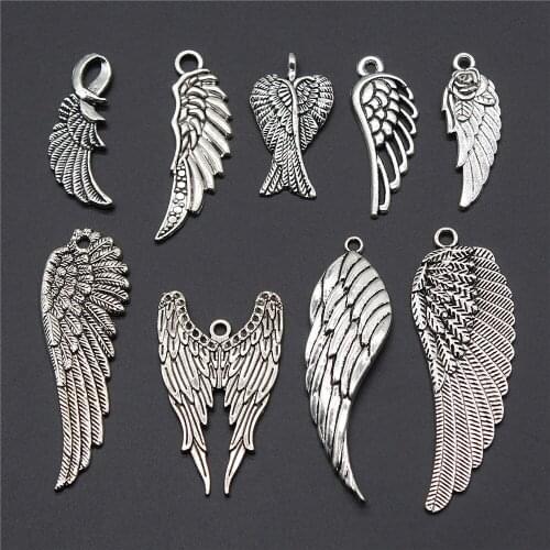 10pcs Charms Wing Antique Silver Color Bird Wings Pendant Charms Bird Wing Charms Pendant Jewelry Accessories