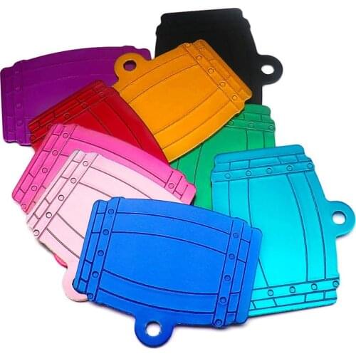 Wholesale 100Pcs Cat Dog bucket shape ID Tags Personalized Anti lost Engraved Customized Pet Name Phone Number ID Name plate