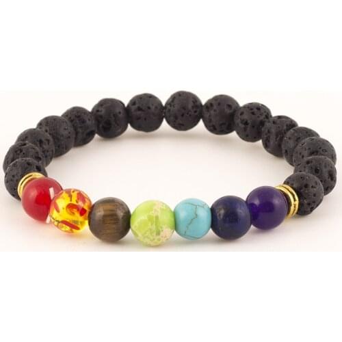 2020 Fashion 7 Chakra Bracelet Men Black Lava Healing Balance Bead Reiki Buddha Prayer Natural Stone Yoga Bracelet Women Jewelry