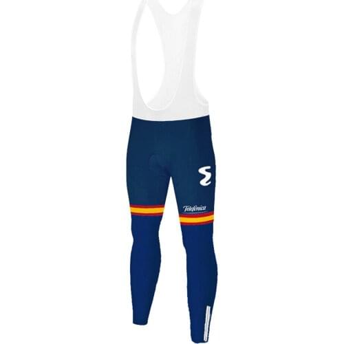 2020 team movistar cycling long pants bicycle winter pantalones ciclismo MTB Racing 12D gel pad thermal fleece cycling trousers