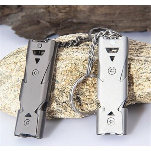 440 Stainless Steel Double Pipe Whistle for Pet Behaviour Training Dog Bird Parrot Pigeon - Random Color