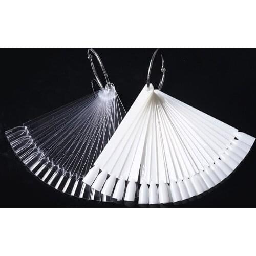 50pcs/pack Color Card False Nail Tips Fan Transparent White Pink Fake Nail Tips Nail Art Practice Display Design Tools Nail Art