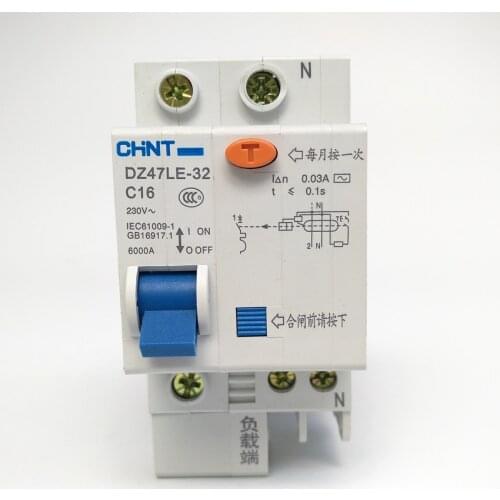 CHINT DZ47LE-32 1P+N C16A 30mA Earth Leakage Circuit Breaker/Residual Current Operated Circuit Breaker