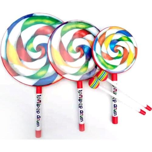 6/8/10 Inch Lollipop Drum Children Creative Lovely Handheld Practice Birthday Gifts Orff Musical Instruments for Beginners 2021