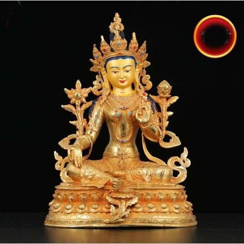 LARGE Wholesale Buddhist supplie Buddhism family HOME Safe protection WHITE Green Tara GUAN YI Gilded Buddha copper GOOD statue