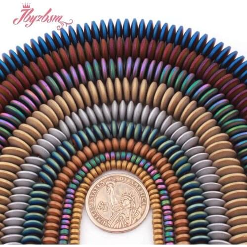 2x4,3x6,3x8mm Rondelle Frost Multi-Color Hematite Natural Stone Spacer Beads For Women Necklace Bracelet Jewelry Making DIY 15"