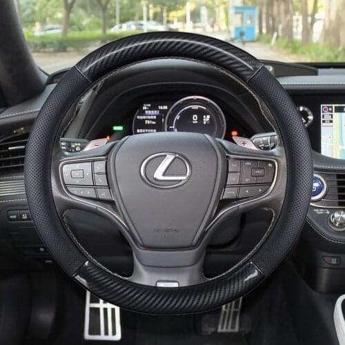 Car Carbon Fiber Leather Steering Wheel Covers Interior Accessories 38cm for Lexus CT LX GX LM IS GS ES LS UX NX RX Car Styling