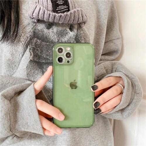 Retro kawaii jelly green Transparent Japanese Phone Case For iPhone 12 11 Pro Max Xr Xs Max 7 8 Plus 7Plus case Cute Soft Cover
