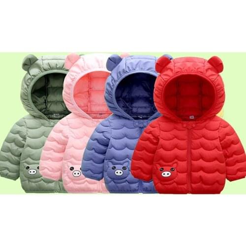 2 3 4 5 Y Toddler Baby Cotton Jackets Winter New Kids Cartoon Warm Coats Toddler Boys Girls Solid Hooded Zipper Light Outwear