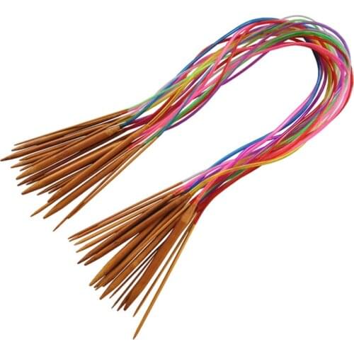 DONYAMY 18 Size Circular carbonized Bamboo Knitting Needles 80cm 31"