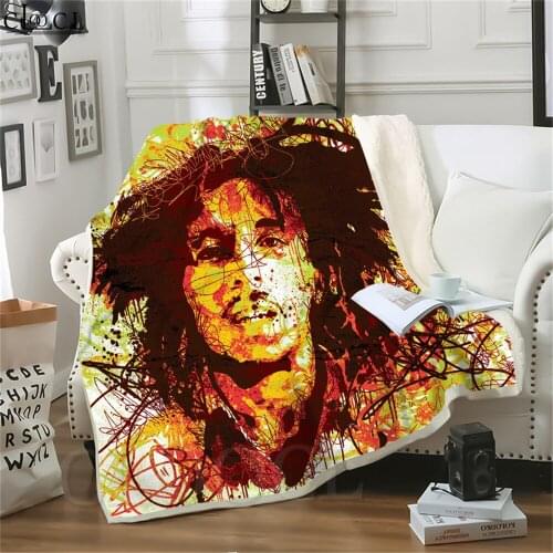 Double Layer Blankets for Beds Bob Marley Printed Plush Thicken Blanket Teenager Quilt Home Sofa Bedding Cover Throw Blankets