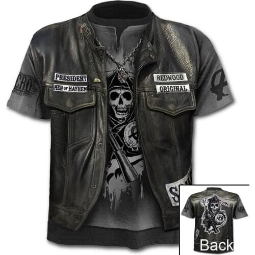 Spring and Summer Vacation Fake Two Pieces of 3D Digital Printing T-shirt Fashion Trend Round Neck Short Sleeve T-shirt Male