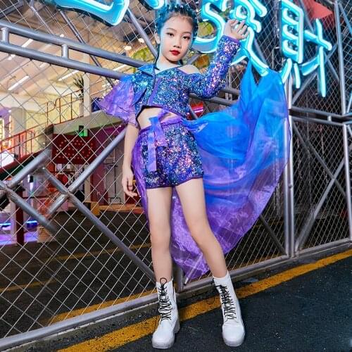 Girls Catwalk Fashion Clothes Model Photography Suits Children Jazz Dance Costumes Girls Dance Costumes Hip-hop Suits Active