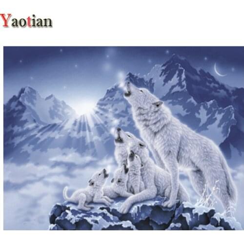 DIY Diamond Embroidery Animal Wolf Mosaic Kit Cross Stitch 5D Diamond Painting Snow Scene Full Square Drill Rhinestones Decor
