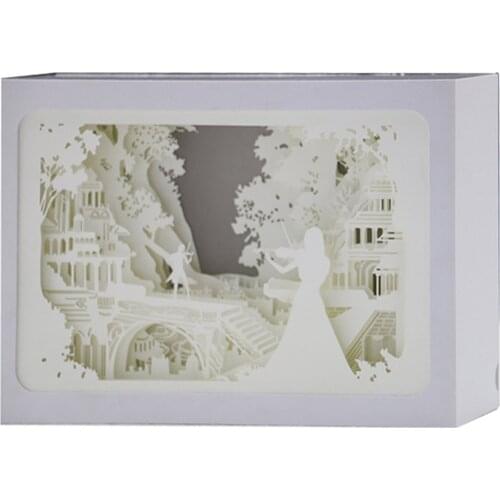 Paper Sculpture Night Light USB Charging Soft Eye Protection Sleep Aid Wedding Valentines Day Creative Gift Decor 2021 New