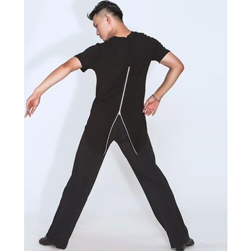 Black Latin Dance Clothes For Men Salsa Dance Costume Latin Ballroom Pratcie Wear Soft Chacha T-shirt Tango Dance Outfits JL1669