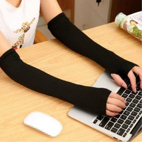 Hot Sale 1 Pair Lady Fingerless Cotton Blends Long Gloves Business Winter Warm Arm Sleeve Mitten Sun Hand Protection HighQuality
