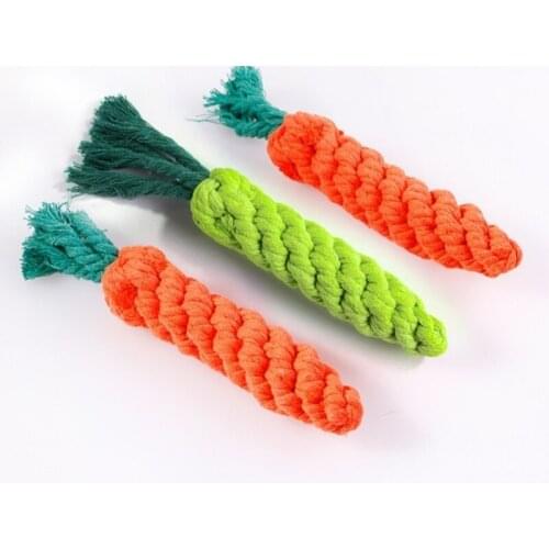 Pet Teeching Toy Carrot Cotton Rope Dog Toys Double Knot Rope Cat Toy Puppy Chew Toy Dog Accessories Pet Training Pacify Toy