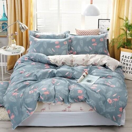 Fashion Flamingo Pattern Duvet Cover Set Bedding And Pillowcase Sheet Multi-size Double 4 Piece Adults Quilt Cover