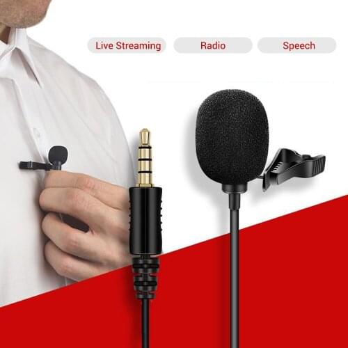 Clip-on Omnidirectional Mic Portable Lavalier Microphone for Lectures Meetings Live Stream Camera Recording Mobile Phone PC