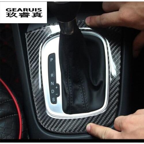 Car Styling Gear Shift Panel decorative cover trim carbon fiber decal sticker gear box panel decoration for For Audi Q3 2013-17