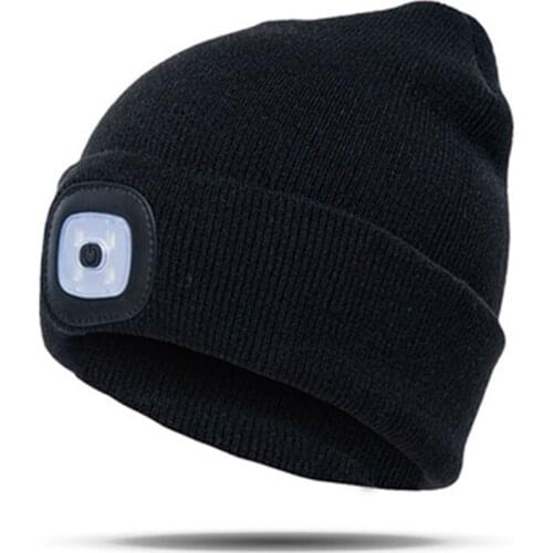 LED knitted hat winter men and women flashlight lamp outdoor sports lighting hat climbing fishing camping warm light hat