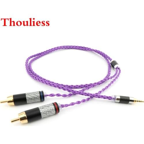 Thouliess DIY 2.5/3.5/4.4mm Balanced Male to 2 RCA Male Audio Adapter Cable 7N OCC Silver Plated 6.35mm TRS to RCA Audio Cable