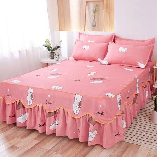 Thin Section Modern Style Bed Skirt Home Textile Bedding 3pcs/set(1Bed Skirt + 2pcs Pillowcase) Bed Sheet King/Quee Bed F0612