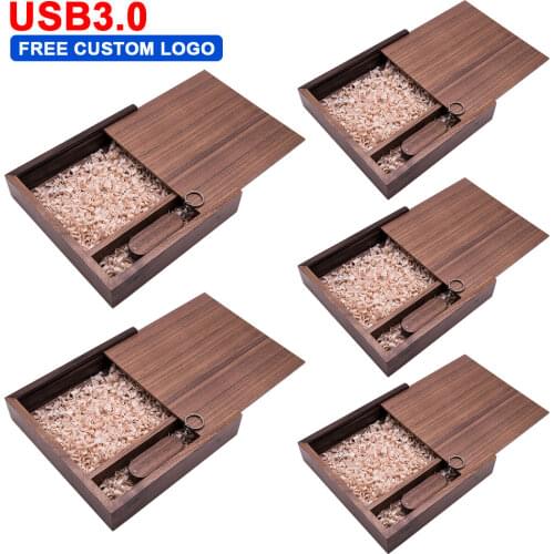 5pcs/lot Custom Logo Photo Usb + Album Box Maple Wood Flash Drive Memory Stick Cle USB 3.0 4GB 8GB 16GB 32GB 64GB Wedding Gifts