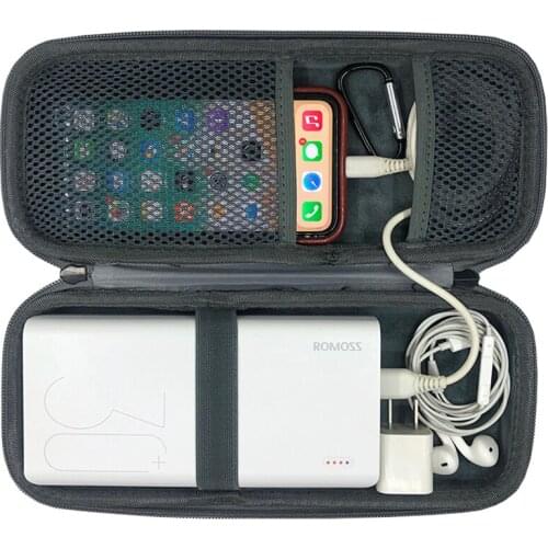 Newest EVA Hard Shell Portable Phone Storage Bag Travel Carrying Case Box for ROMOSS Sense 8+ Power Bank 30000mAh With Carabiner