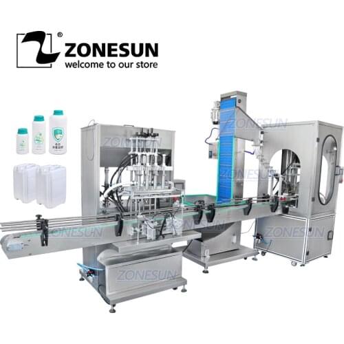 ZONESUN ZS-FAL180X2 Automatic F-style Bottle Honey Paste Liquid Servo Filling and Screw Capping Machine With Cap Feeder