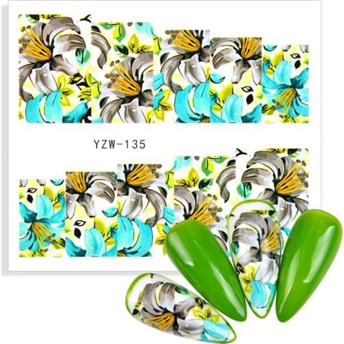 1 Sheet Nails Sticker Lily Flower Rose Slider Water Transfer Decals DIY Manicure Lacquer Art Accessoires Watermark Tattoos