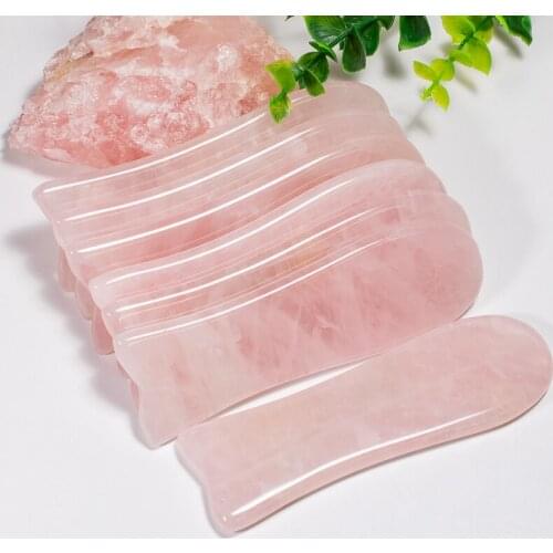 1Pcs Natural Pink Crystal Quartz Stone Gua Sha Board Body Facial Eye Scraping Plate Acupuncture Y Shape Massage Tools Set